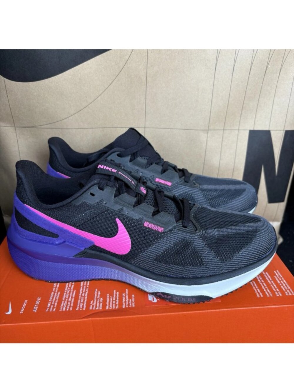 NEW Nike Air Zoom Structure 25 Black Purple Fuchsia DJ7883-010 Men Size 9